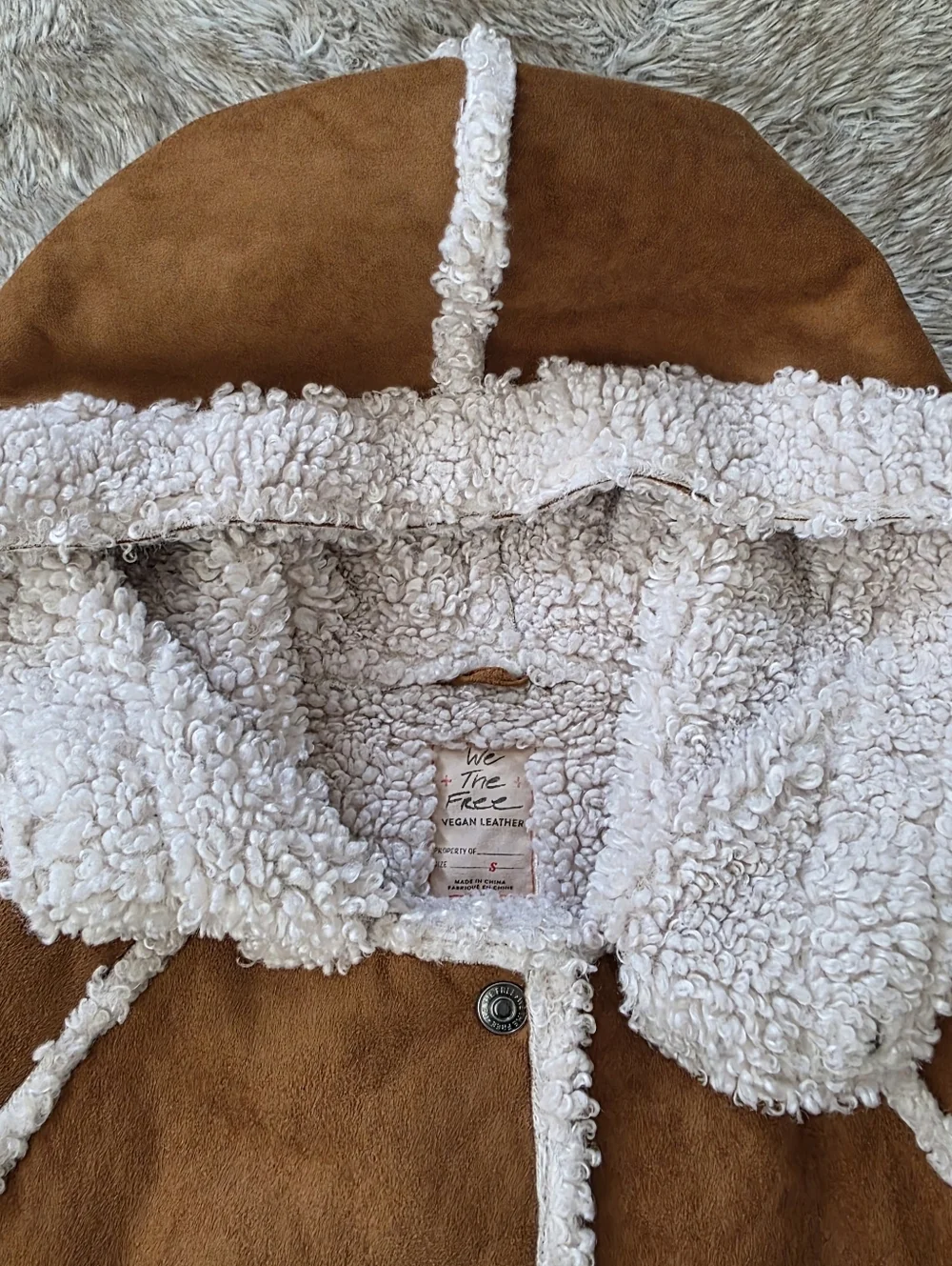 Free People We‎ The Free Vegan Exchange Shearling Jacket Tan Women's